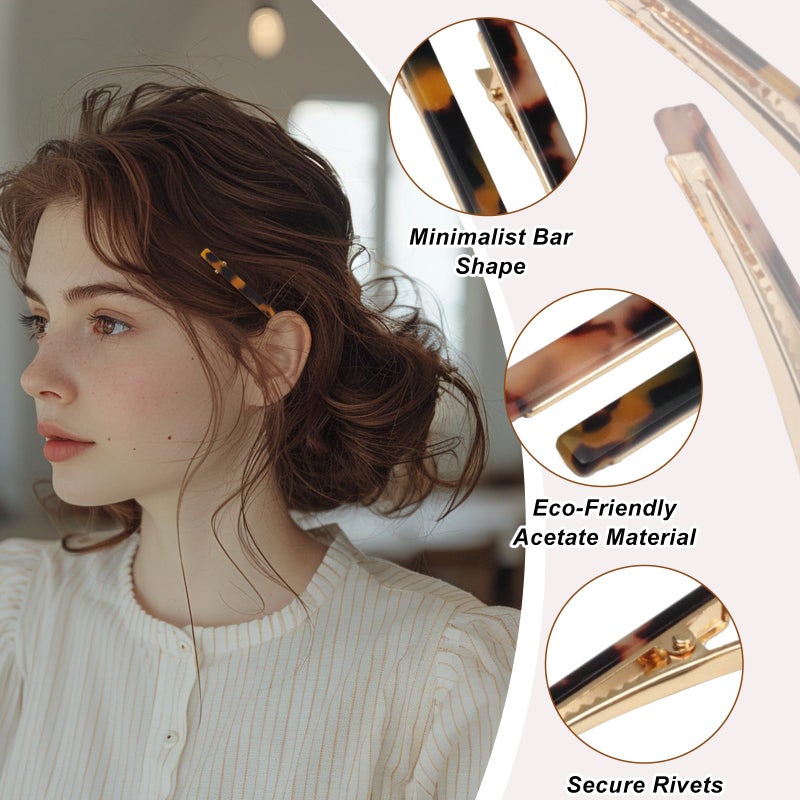 Zoolinn 6Pcs Tortoiseshell & Beige Duckbill Hair Clips – Chic Metal Hair Barrettes for Women & Girls - Image 3